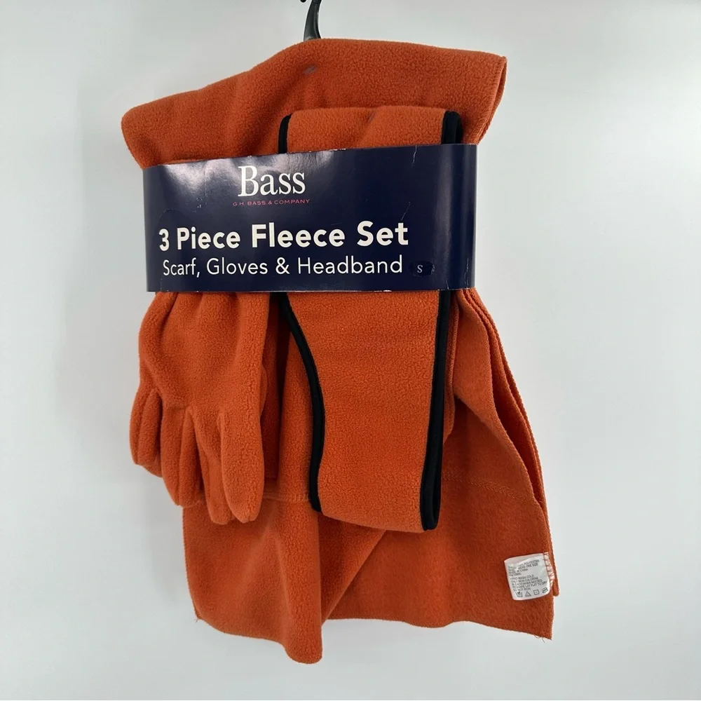 Bass‎ Orange Scarf Headband Gloves Fleece Set New in packaging